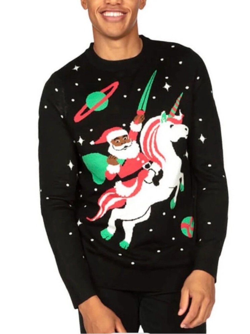 Tipsy Elves Men’s Santa Unicorn Ugly Christmas Sweater Size XL NEW